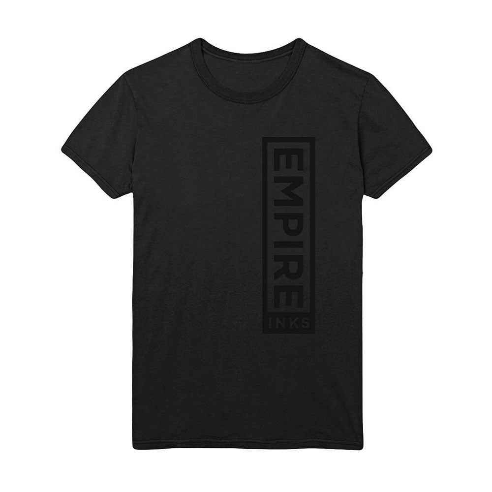 Black on Black Vertical Logo Tee